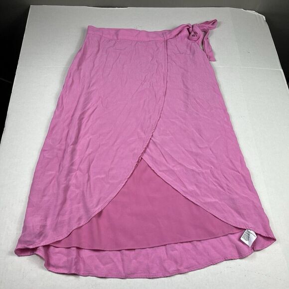 American Eagle Midi Wrap Skirt Pink Side Tie Barbiecore Y2K Soft Girl SMALL - Picture 1 of 11